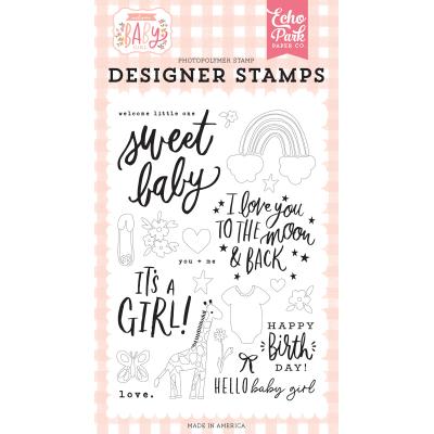 Echo Park Welcome Baby Girl Clear Stamps - Welcome Little One